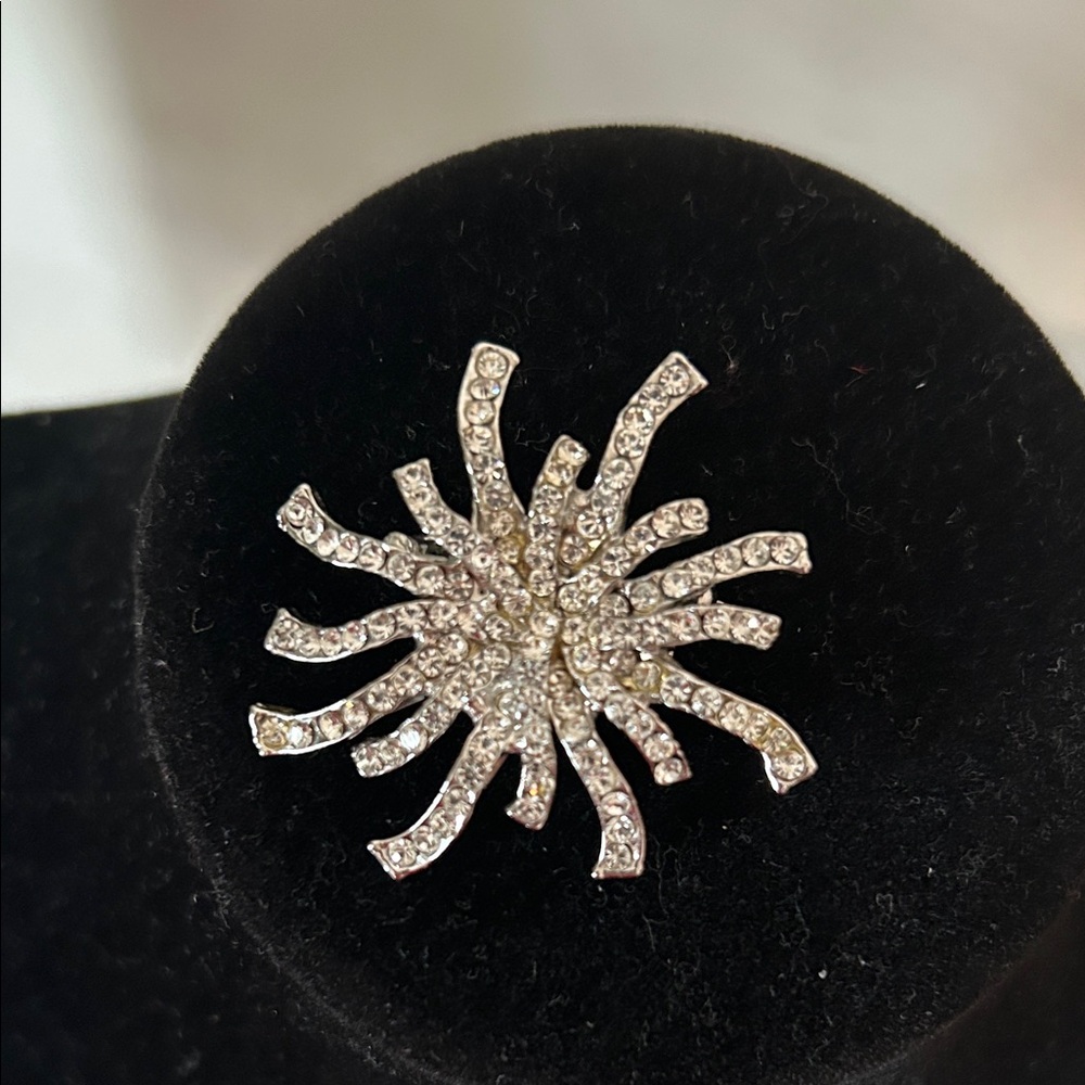 Elegant Silver Crystal Brooch
